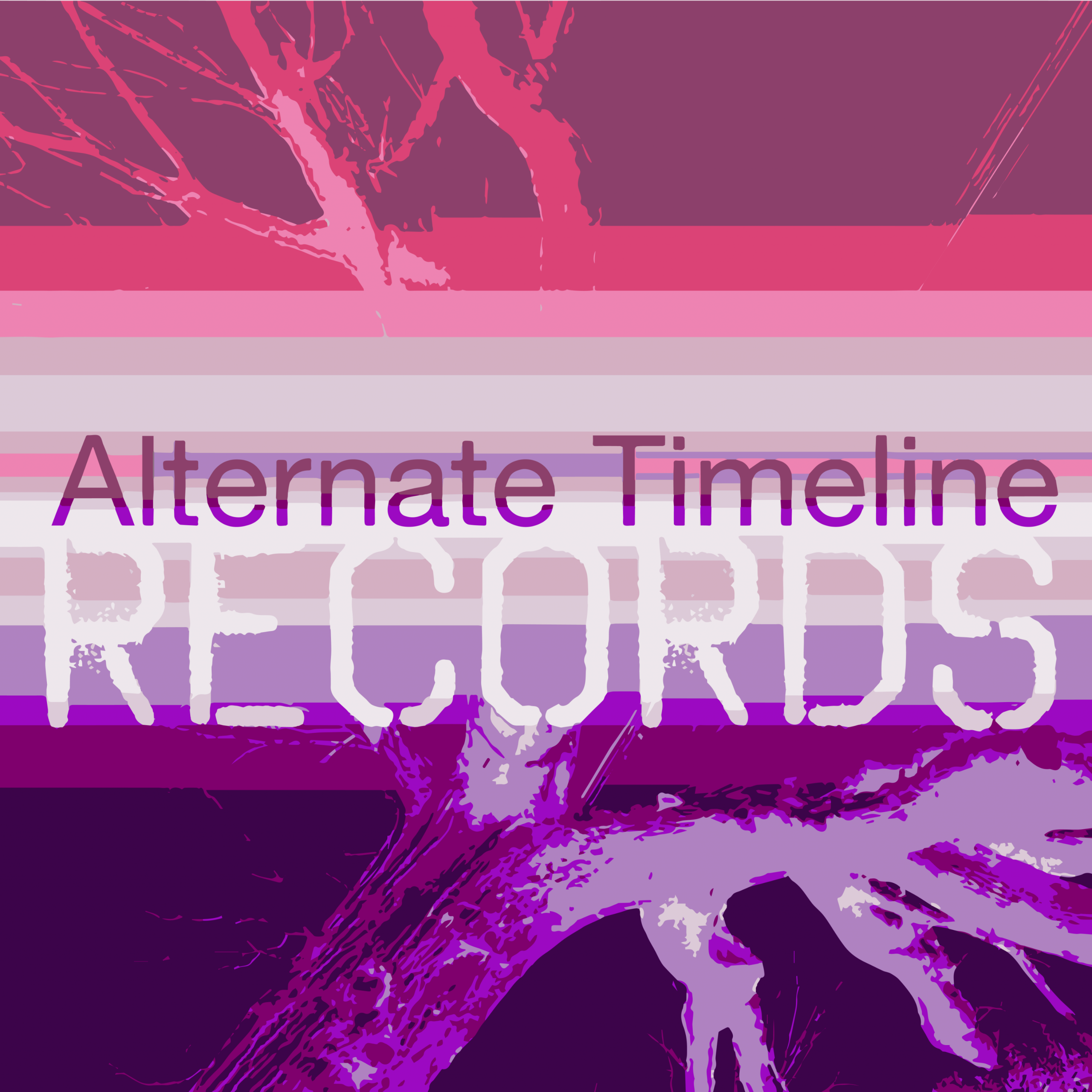 DMI inhouse record label logo, a picture of a tree splitting in two to allow the power to pass through the rift